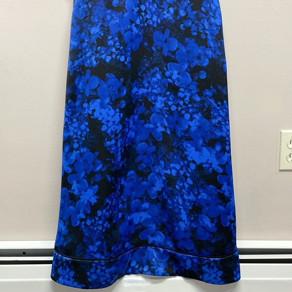 Banana Republic Kristi Black Blue Floral Sleeveless Tie Back Dress Pockets 8 - Picture 3 of 16